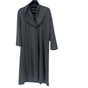 Land’s End Cozy Cowl Neck Midi Dress Charcoal Gray  3/4 Sleeves Size 1X